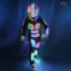 Multicolor change led suit costume for dance with helmet-gloves,shoes cover